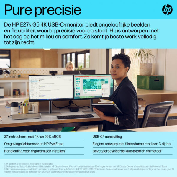 HP E-Series E27k G5 4K USB C-monitor - Afbeelding 9