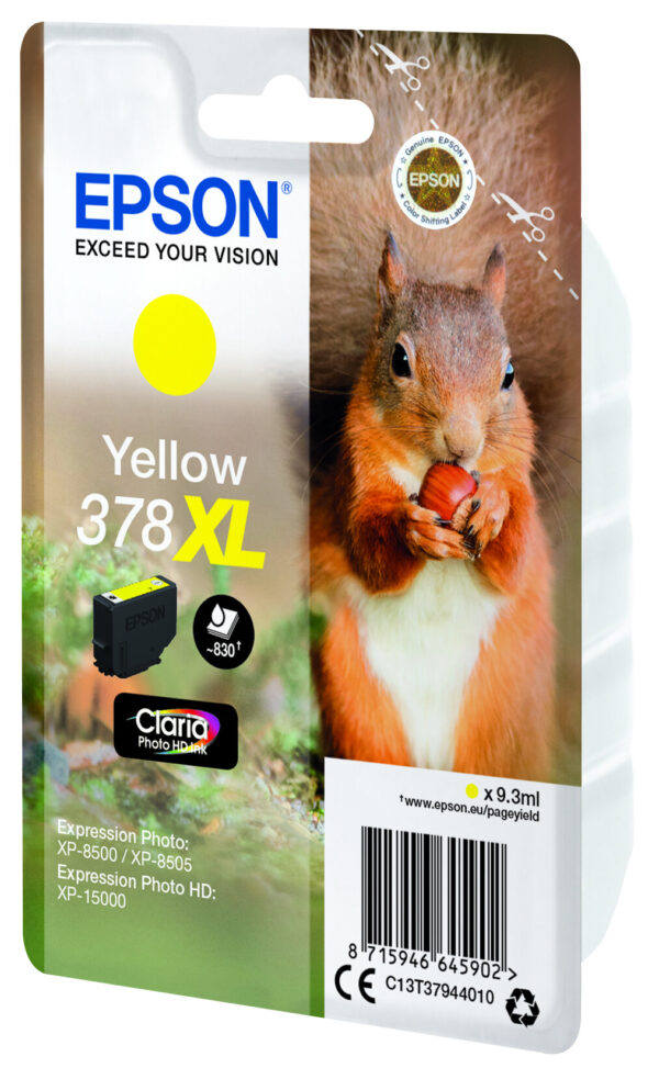 Epson Squirrel Singlepack Yellow 378XL Claria Photo HD Ink - Afbeelding 3