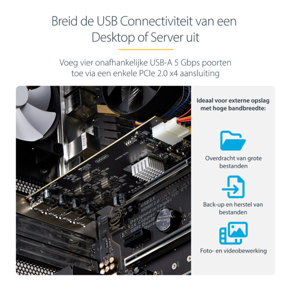 StarTech.com 4-Port USB PCIe Kaart, USB 3.2 5Gbps, PCI Express Uitbreidingskaart met 4x Onafhankelijke USB Controllers, 4x USB-A - Afbeelding 10