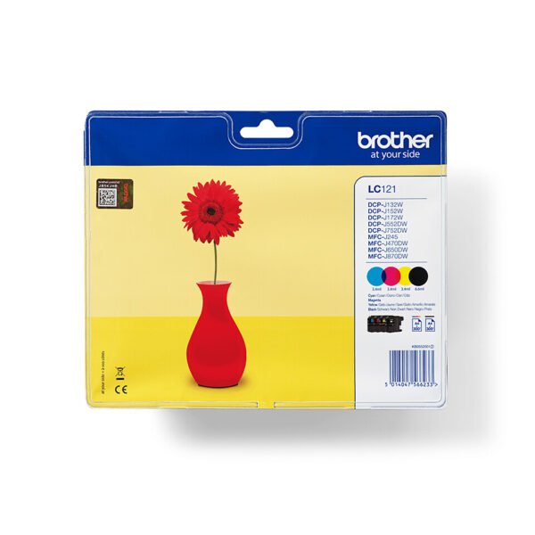 Brother LC121VALBPDR inktcartridge 4 stuk(s) Origineel Zwart, Cyaan, Magenta, Geel