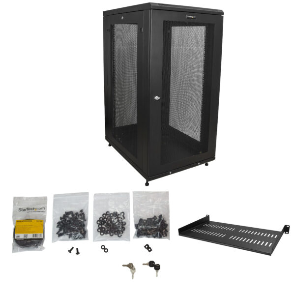 StarTech.com 4 Post 24U Netwerkkast, Vergrendelbare 19" Patchkast voor Computer / AV / IT / Data Apparatuur, Server Rack voor Bu - Afbeelding 5