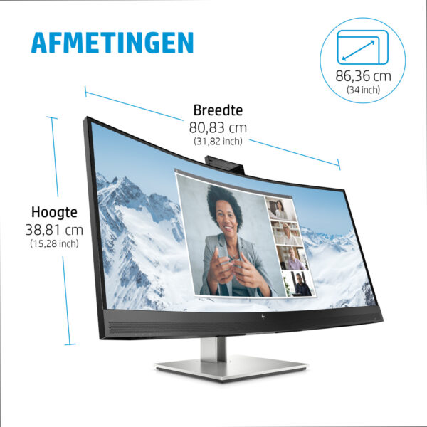 HP E34m G4 WQHD Curved USB-C conferentiemonitor - Afbeelding 3