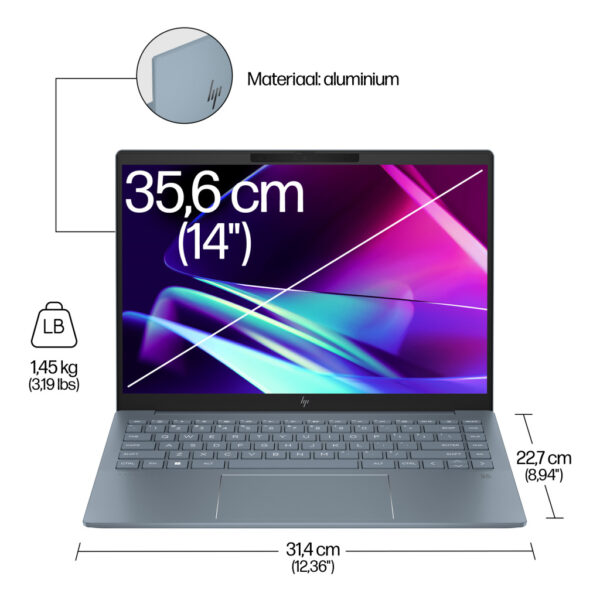 HP Pavilion Plus 14-ew1060nd Intel Core Ultra 7 155H Laptop 35,6 cm (14") 3K 32 GB LPDDR5x-SDRAM 1 TB SSD Wi-Fi 6E (802.11ax) Wi - Afbeelding 12