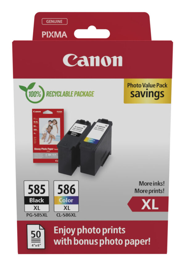 Canon PG-585XL/CL-586 PVP inktcartridge 2 stuk(s) Origineel Hoog (XL) rendement Zwart, Cyaan, Magenta, Geel