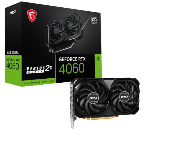 MSI VENTUS GEFORCE RTX 4060 2X BLACK 8G OC videokaart NVIDIA 8 GB GDDR6