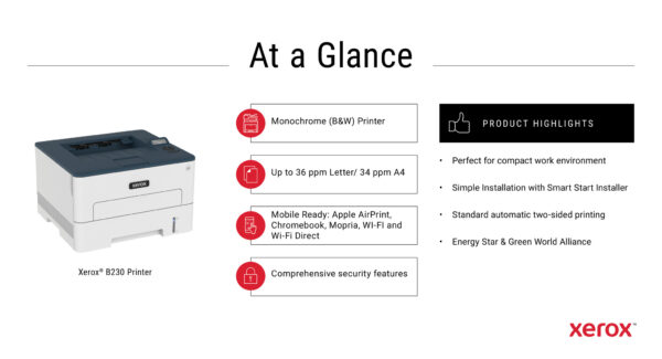 Xerox B230 A4 34 ppm draadloze dubbelzijdige printer PS3 PCL5e/6 2 laden totaal 251 vel - Afbeelding 6